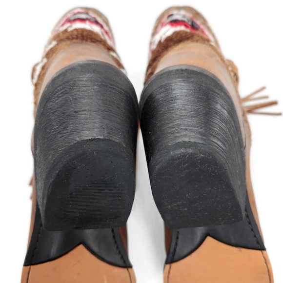 Laredo Bailey Honey Brown Leather Woven Southwestern Print Western Cowboy Boots - Picture 13 of 15